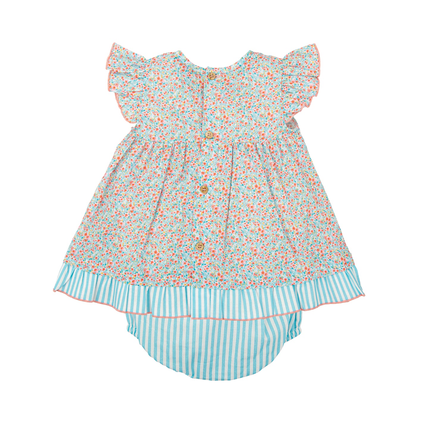 Melodia Baby Girls Cotton Two-Piece Set | Dress & Diaper Cover | Made in Spain (3M–36M)