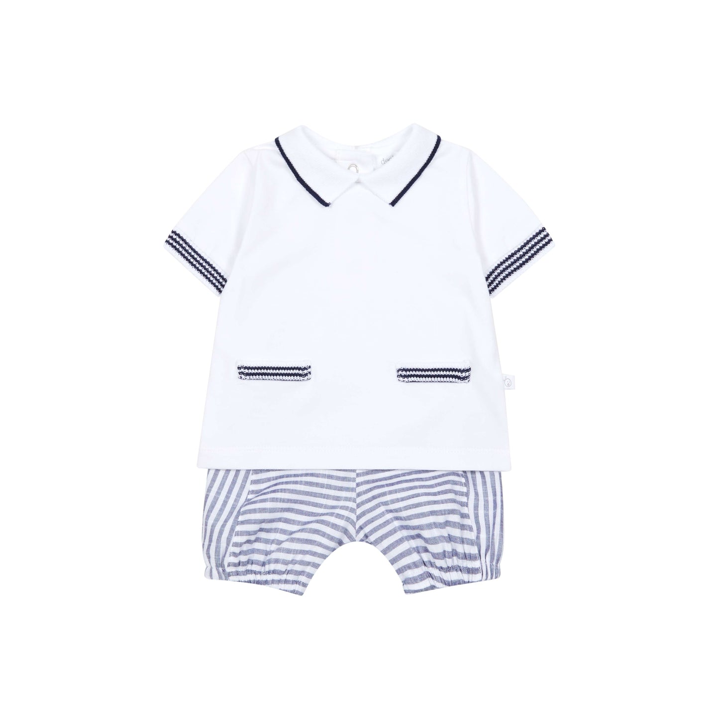 Navy Stripe Two-Piece Polo & Shorts Set for Baby Boys