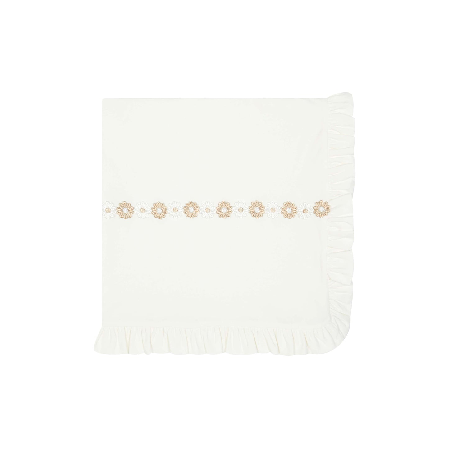 Deolinda Ivory Floral Trim Baby Blanket