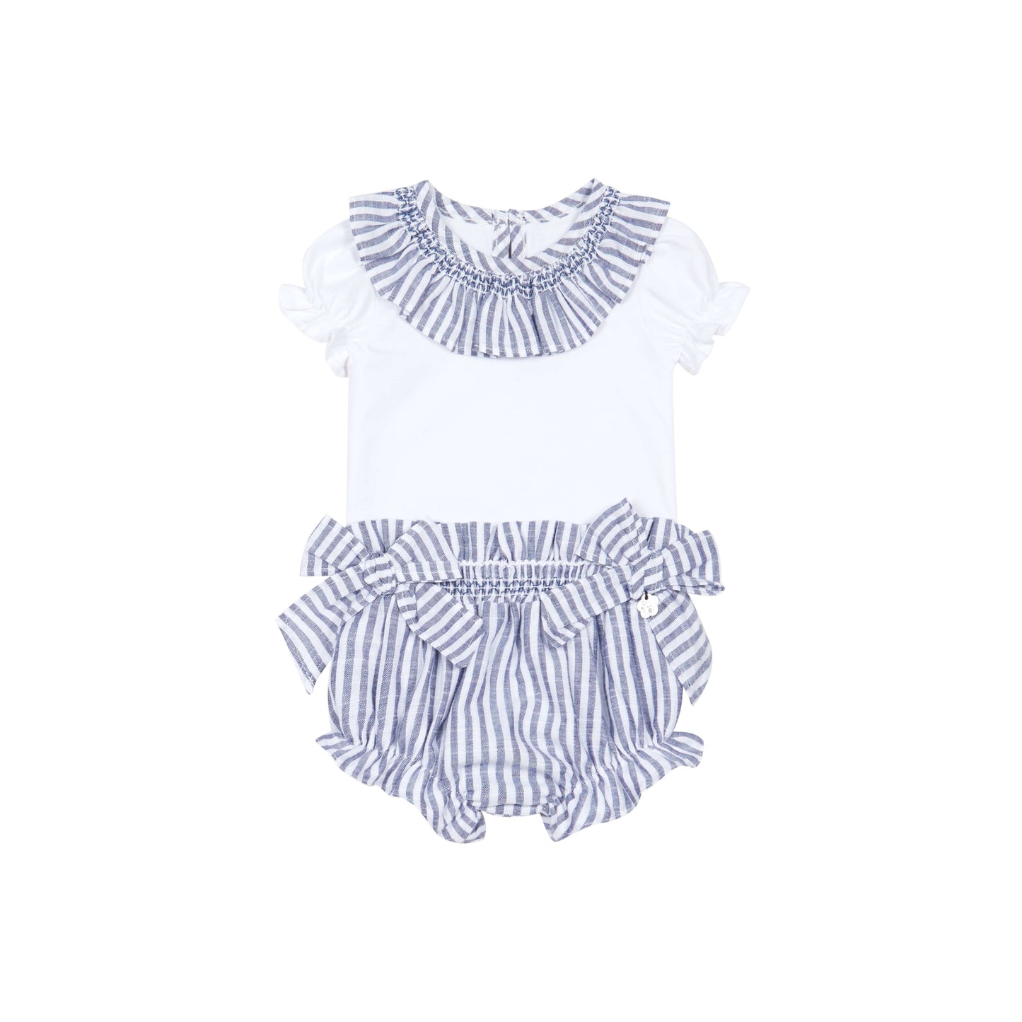 Deolinda Blue Stripe Bloomer Set for Baby Girls