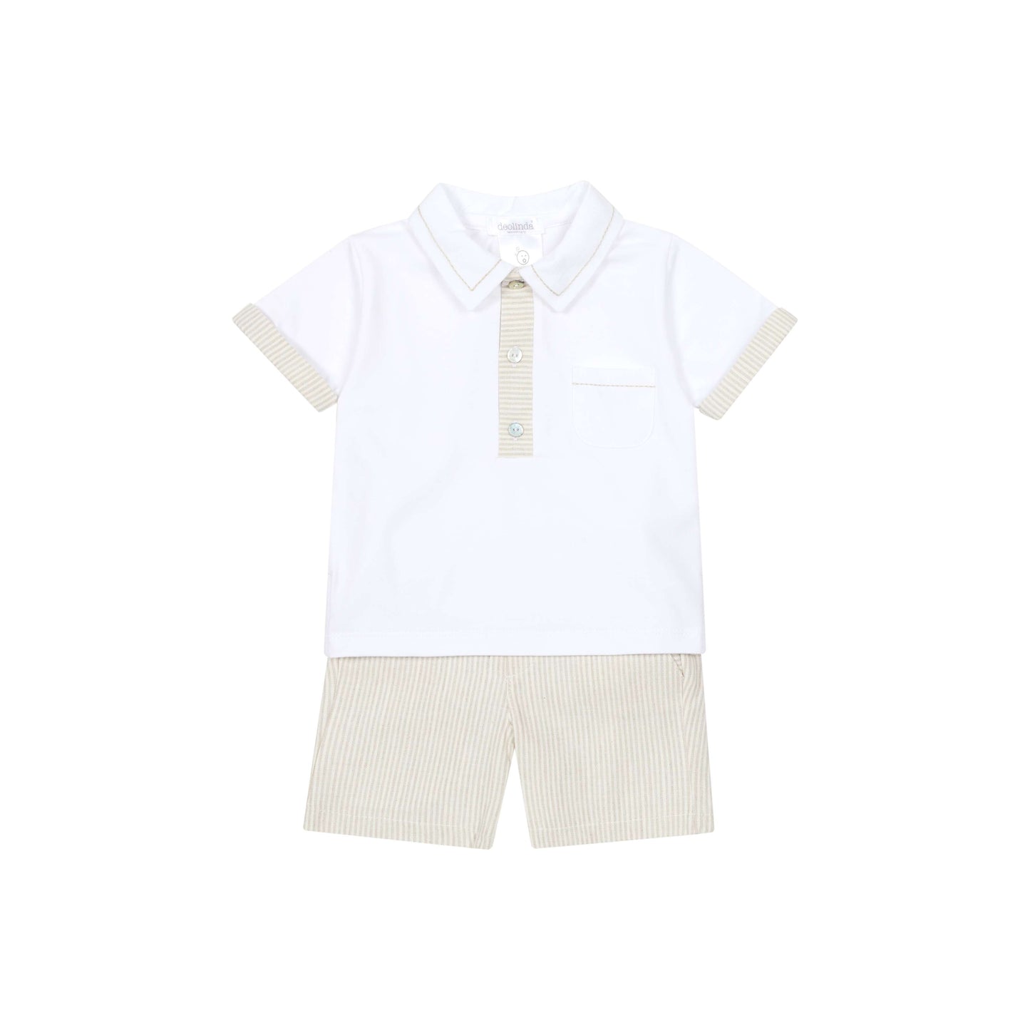 Deolinda Classic Polo & Stripe Shorts Set for Baby Boys