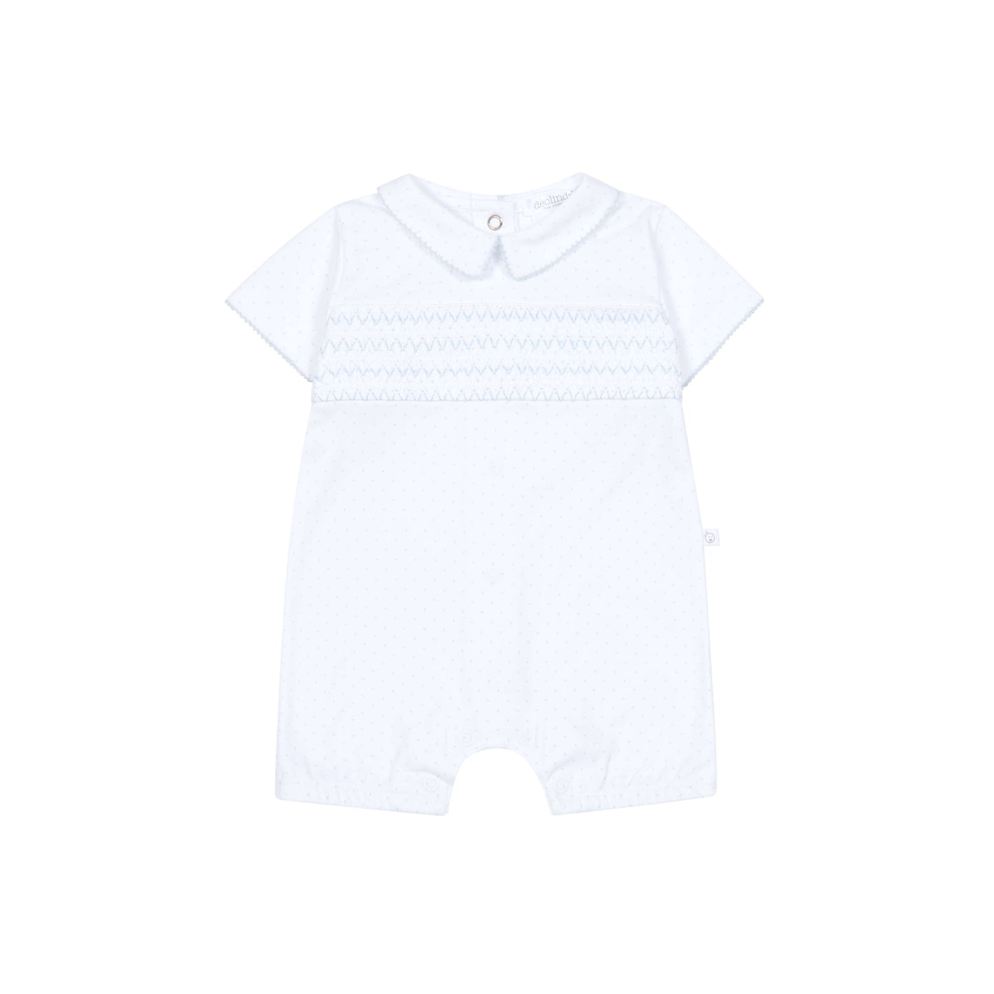Deolinda Blue Smocked Romper for Baby Boys