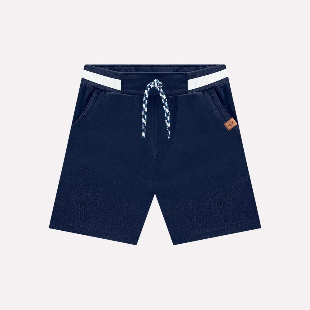 White Short-Sleeved Shirt and Navy Bermuda Shorts Set for Boys – Milon Brand