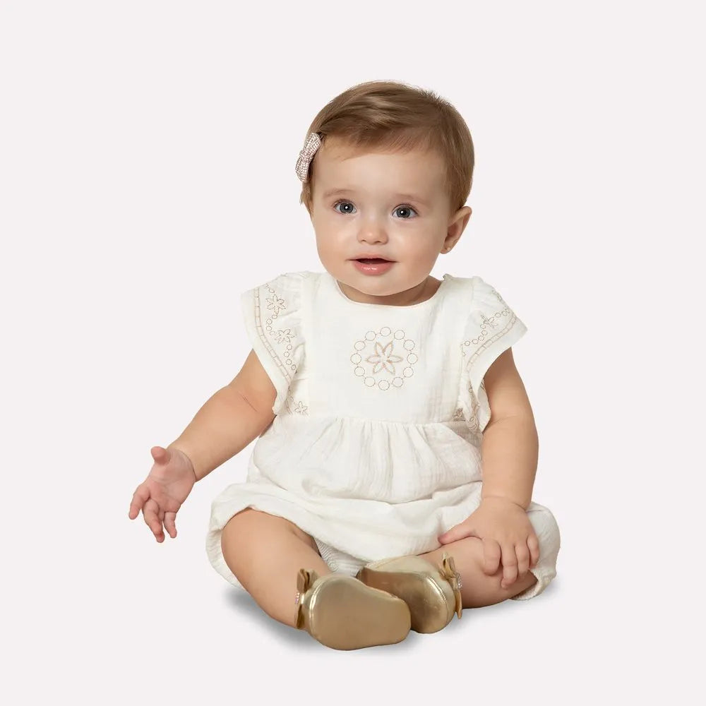 Baby Girls’ White & Cream Romper – Milon