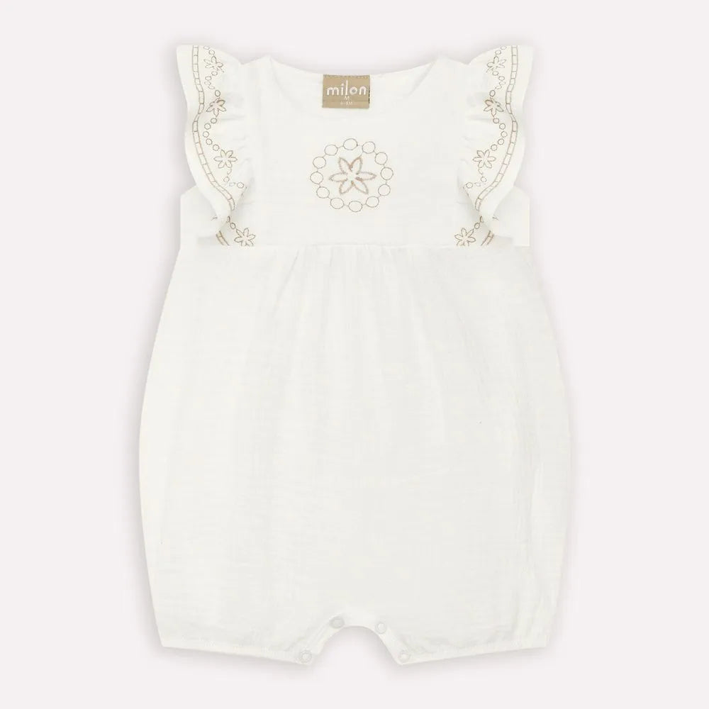 Baby Girls’ White & Cream Romper – Milon