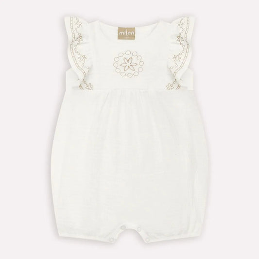 Baby Girls’ White & Cream Romper – Milon