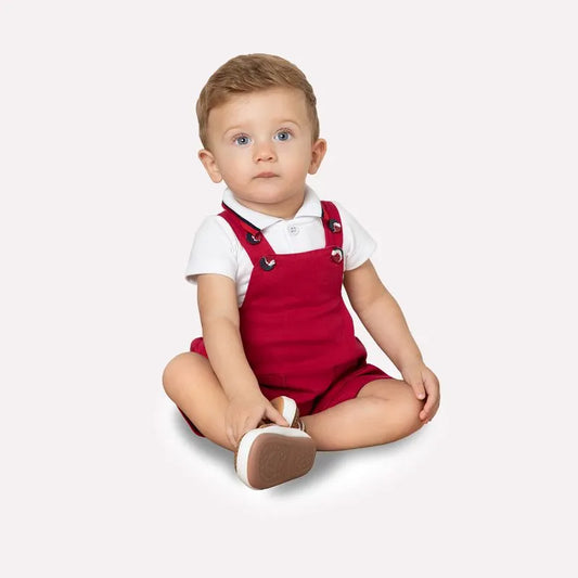 Baby Boy Red Overall Set