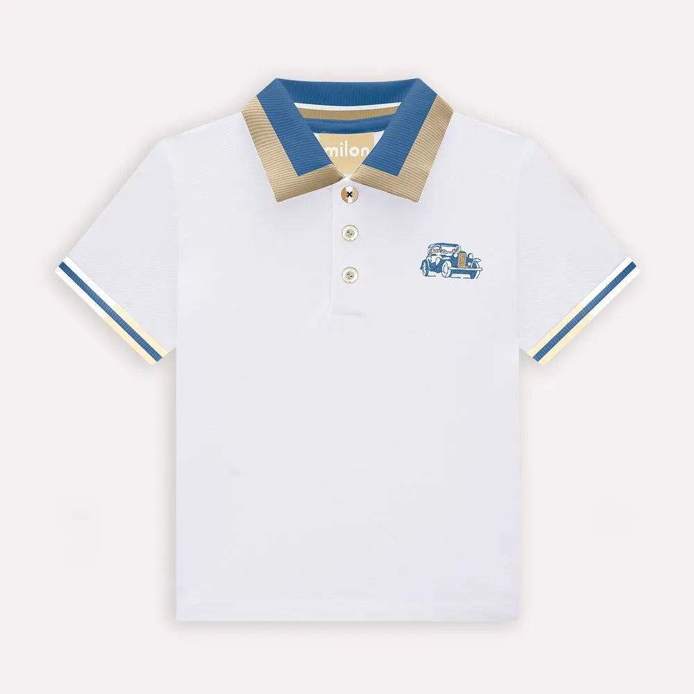 Boys' White Polo Shirt & Khaki Bermuda Set – Milon