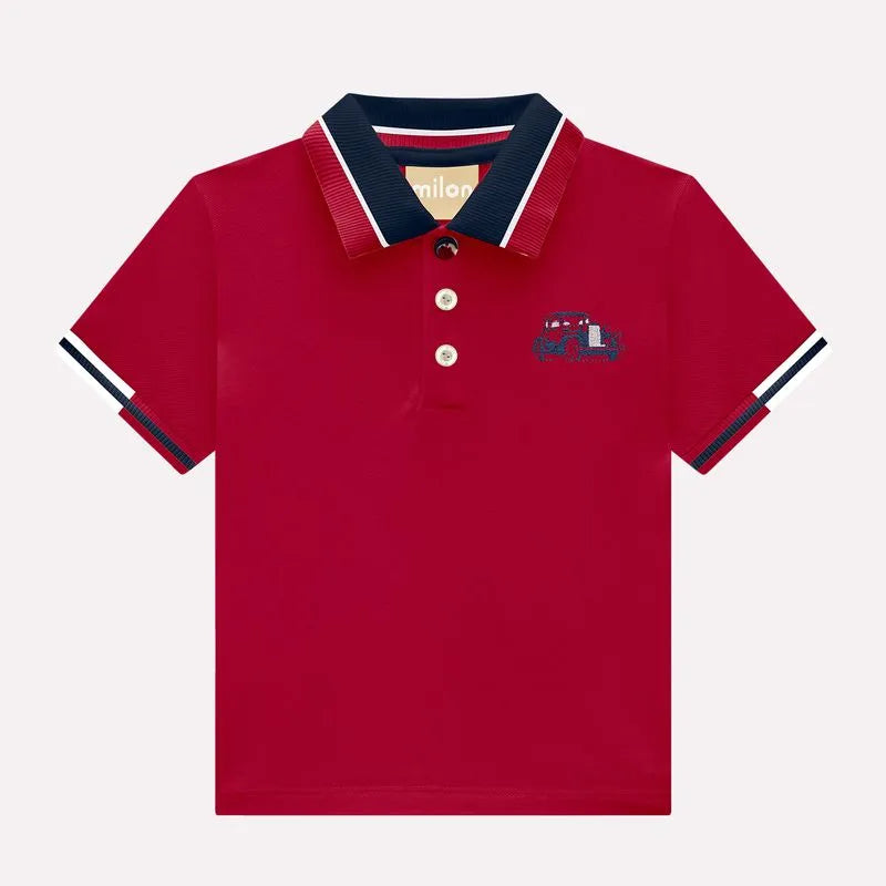 Boys' Red Polo & White Bermuda Set – Milon Infant to Teen