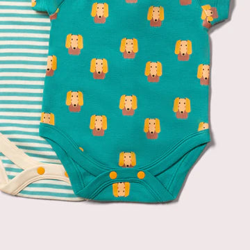 Little Dogs Organic Baby Bodysuit Set (2-Pack) – Little Green Radicals, Sizes 3M–24M