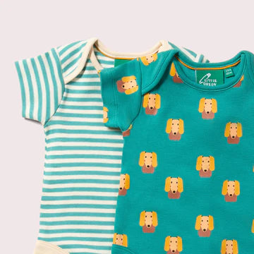 Little Dogs Organic Baby Bodysuit Set (2-Pack) – Little Green Radicals, Sizes 3M–24M