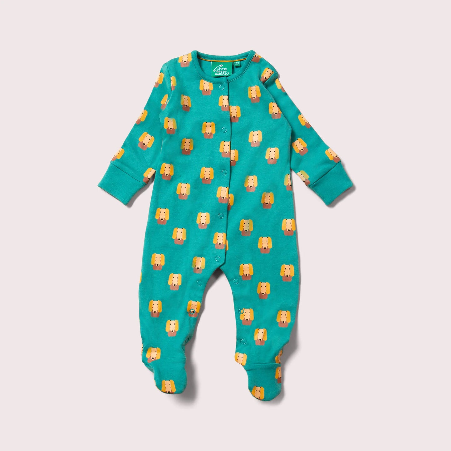 Little Dogs Organic Babygrow – Little Green Radicals (Newborn to 18M)