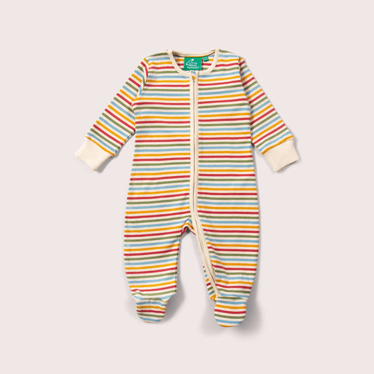 Cream Rainbow Zip Organic Babygrow- Soft & Gentle