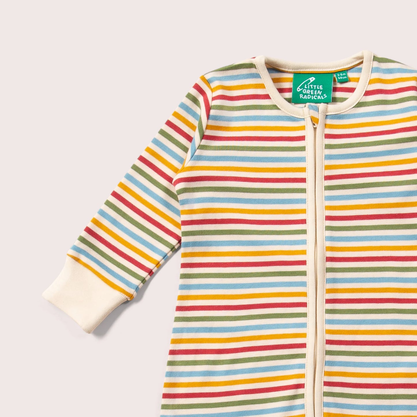 Cream Rainbow Zip Organic Babygrow- Soft & Gentle