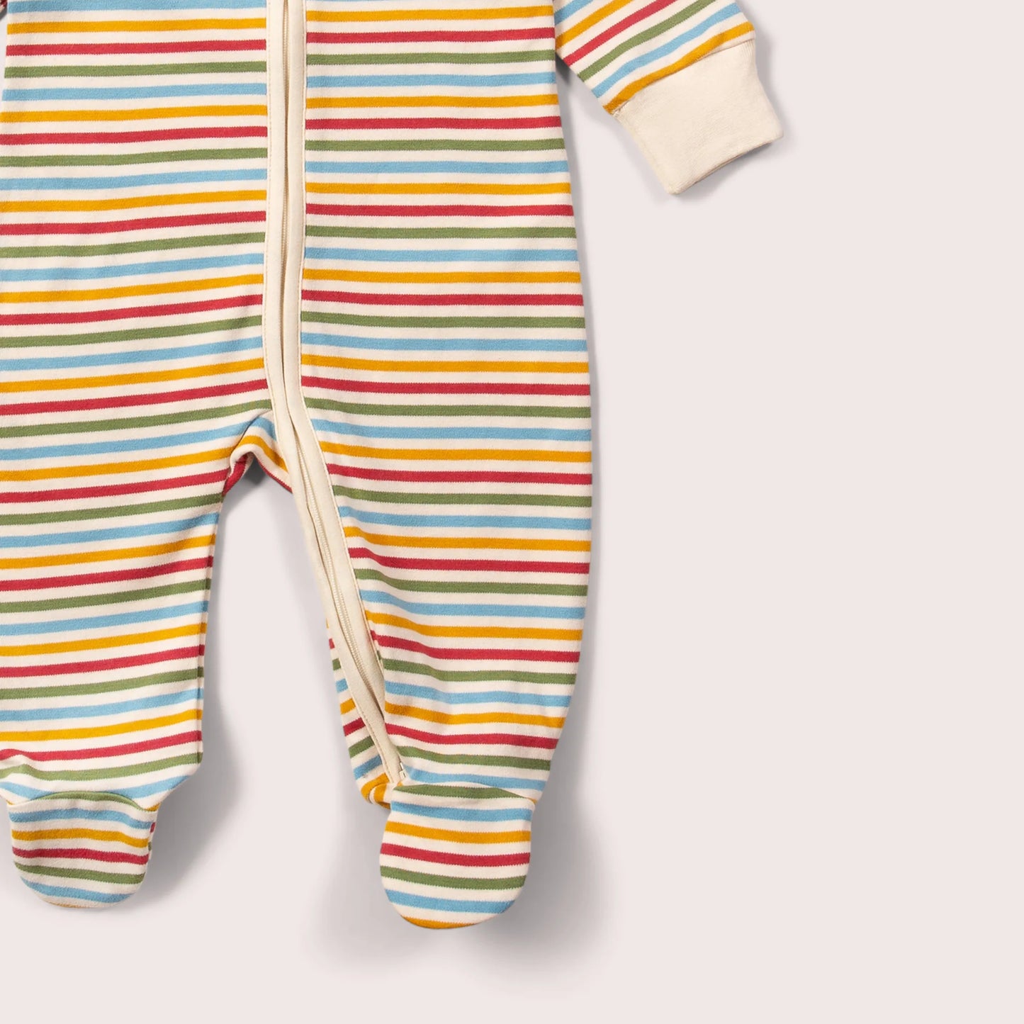 Cream Rainbow Zip Organic Babygrow- Soft & Gentle