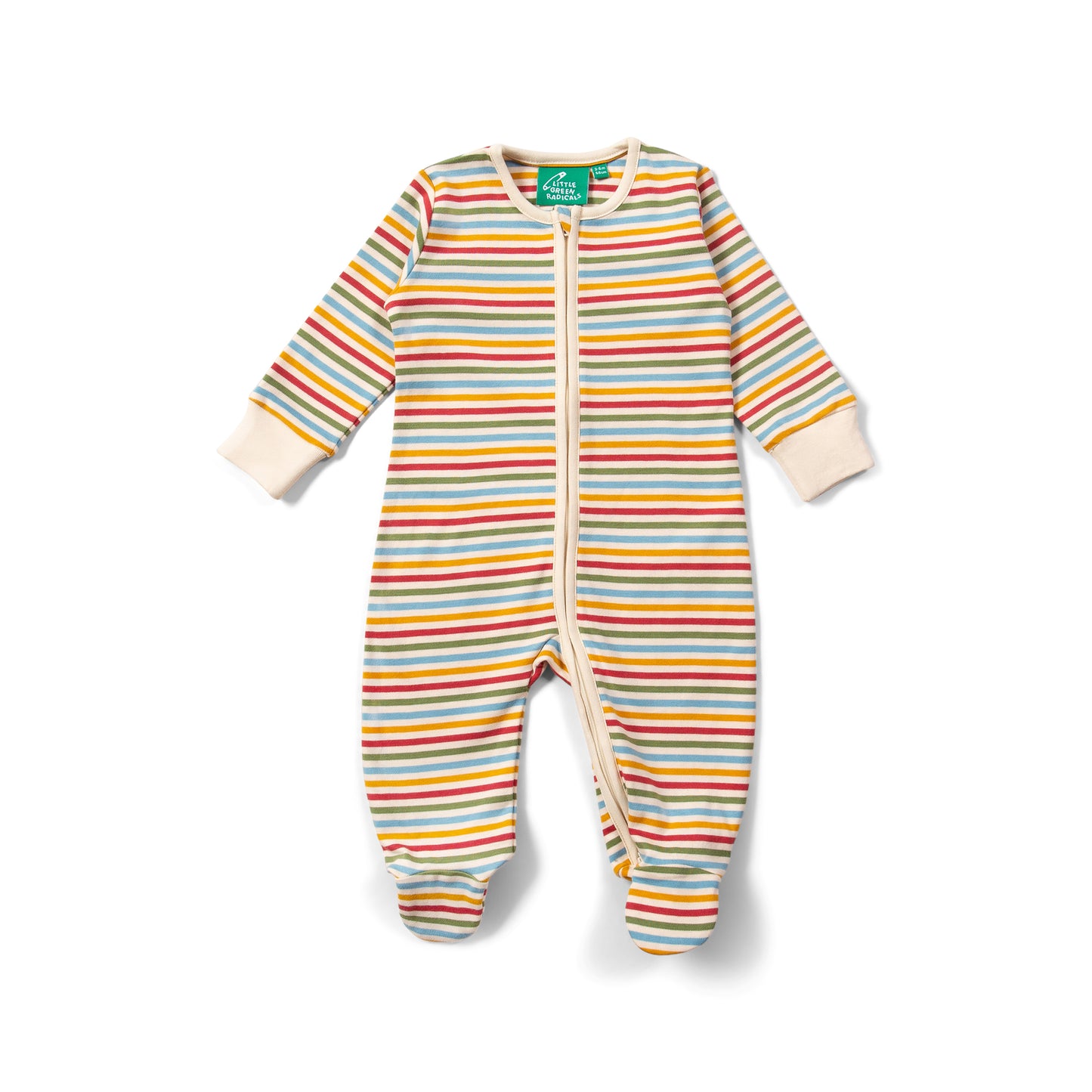 Cream Rainbow Zip Organic Babygrow- Soft & Gentle