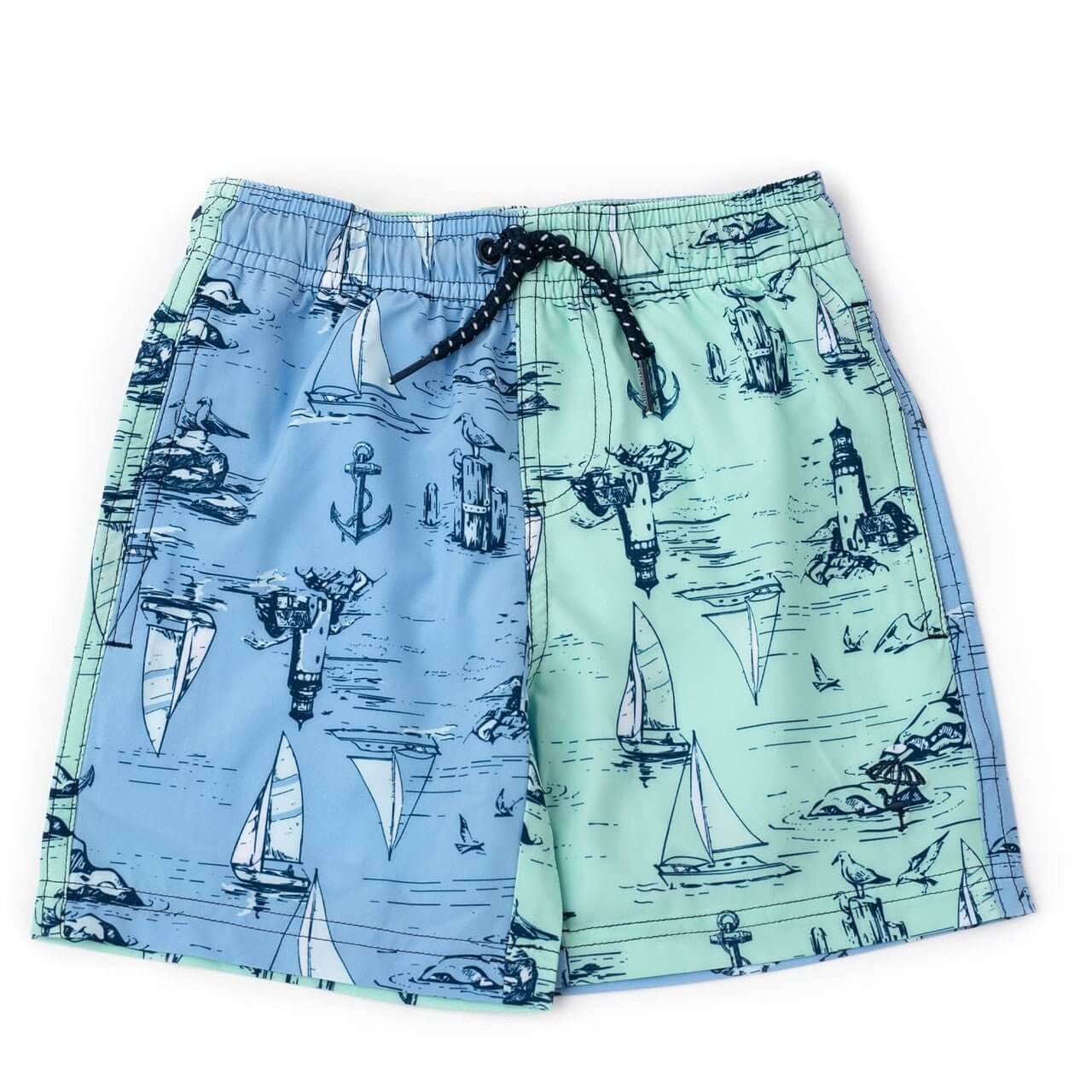 Coastal Colorblock Boys 4 Way Stretch Swim Trunks - Nico