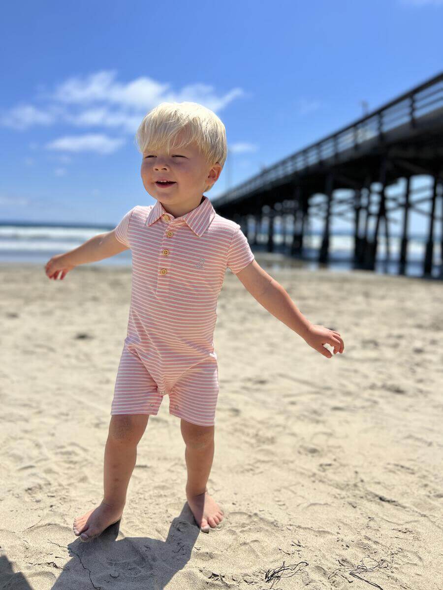 DRIFT stripe pique polo romper - Nico