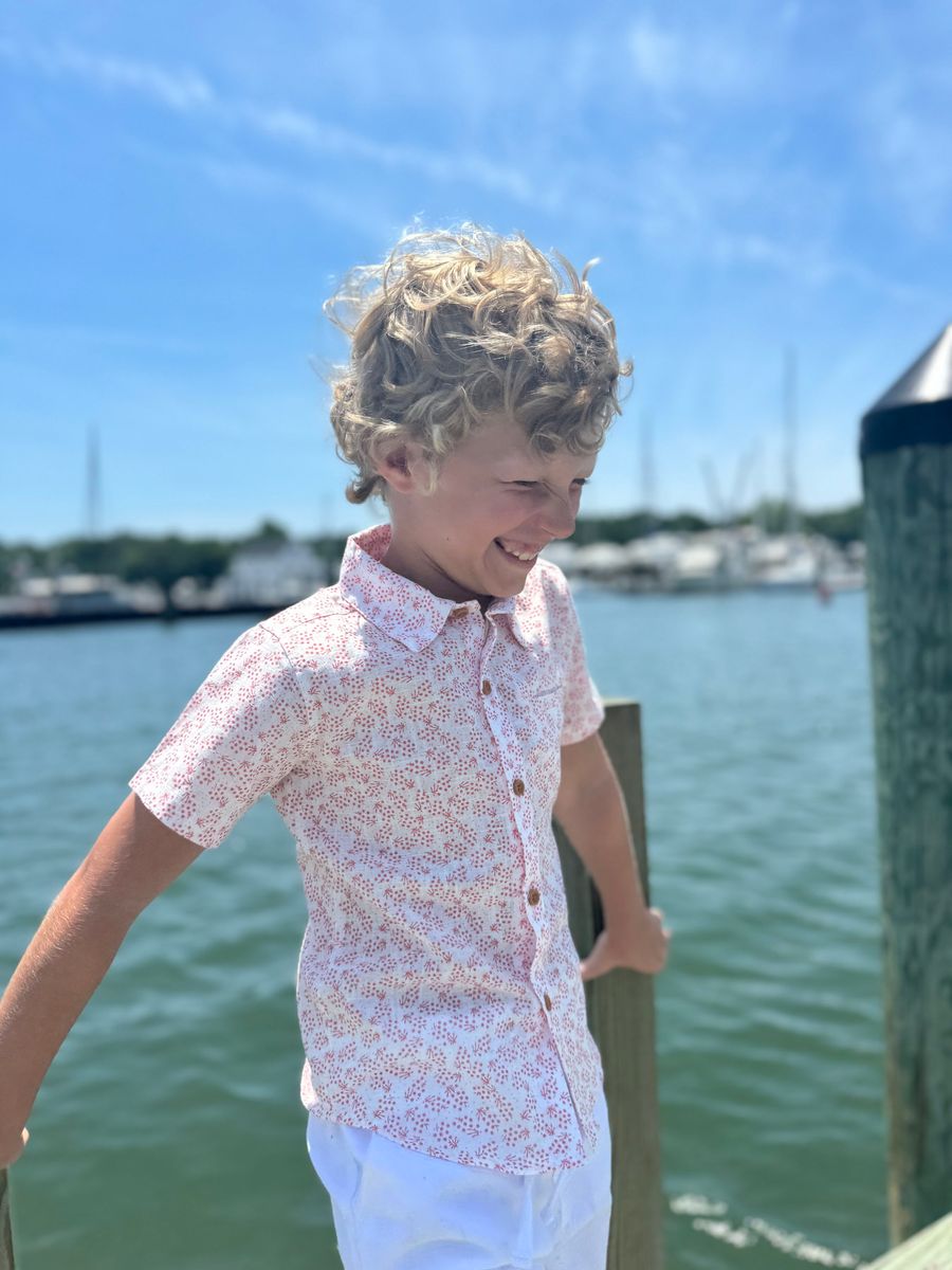 NEWPORT coral floral woven shirt