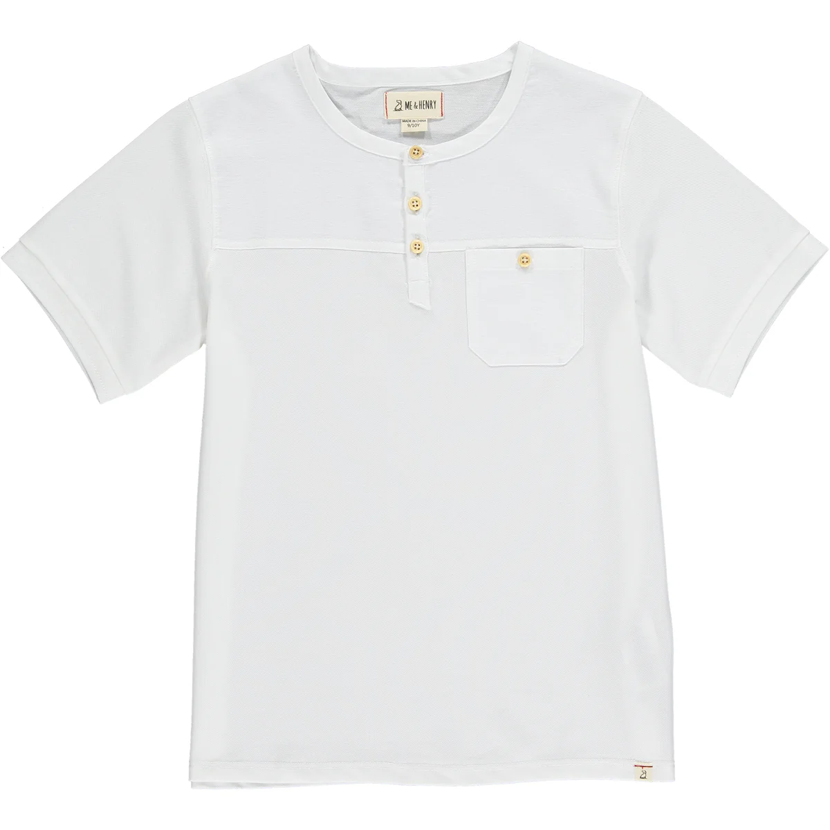 BOARDWALK white pique short sleeved henley