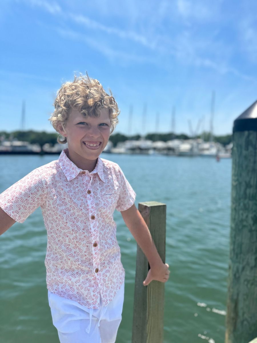 NEWPORT coral floral woven shirt