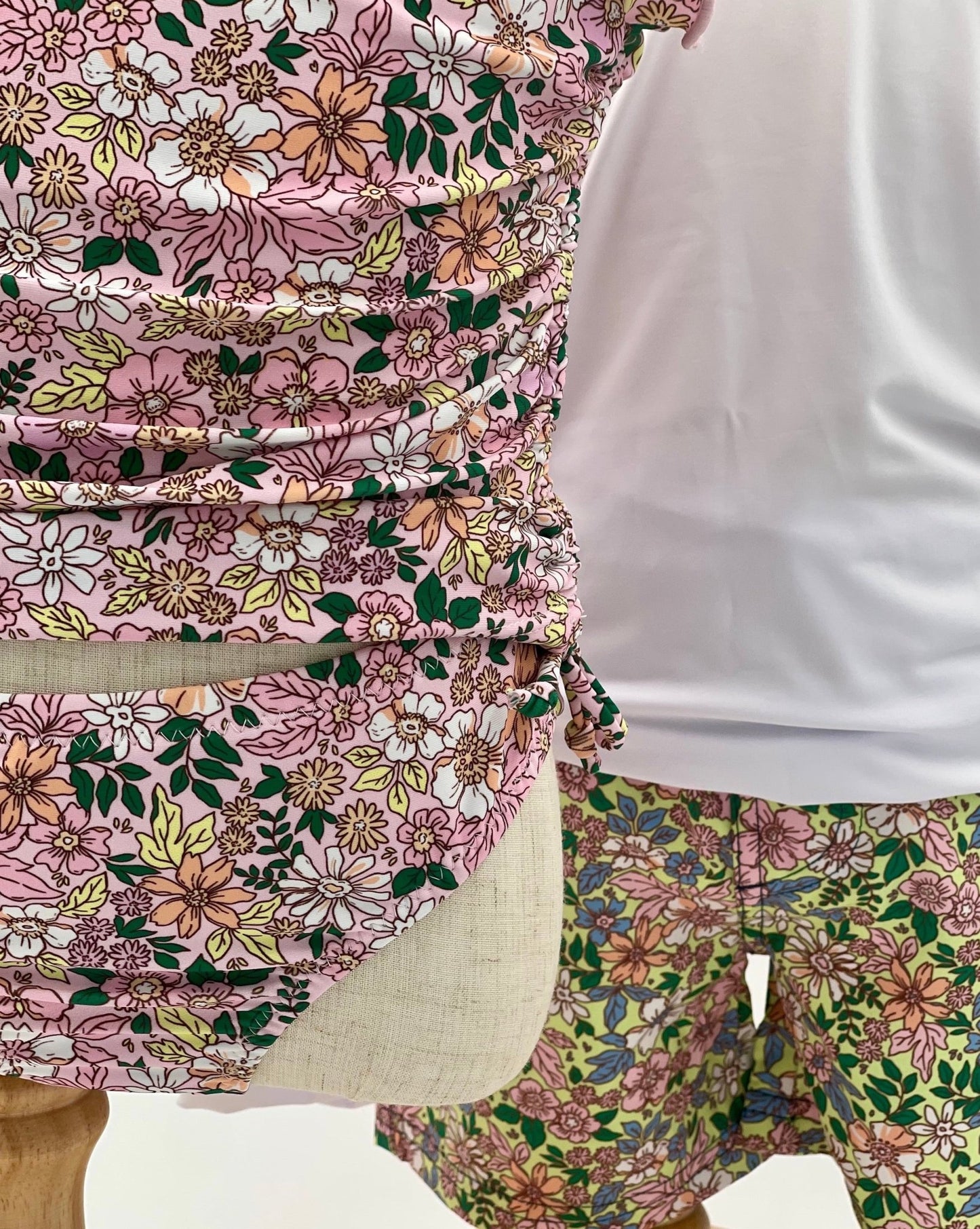 Pink Ditsy Floral Girls Two Piece Rashguard Swim Set - Nico