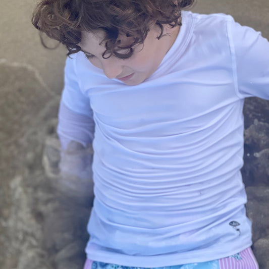 White Long Sleeve UPF 50+ Rash Guard - Nico