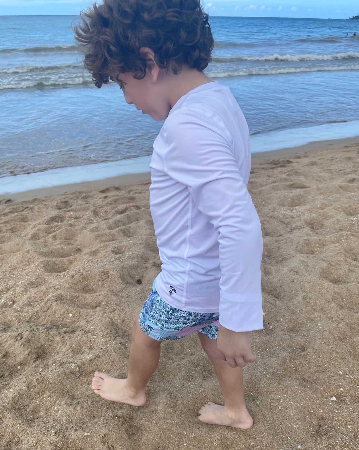 White Long Sleeve UPF 50+ Rash Guard - Nico