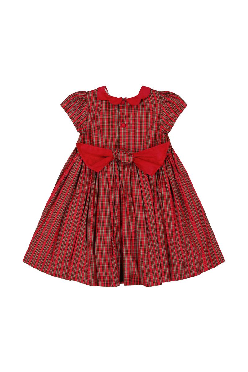 Marguerite Red Tartan Smocked Dress with Matching Bloomers – Holiday Collection