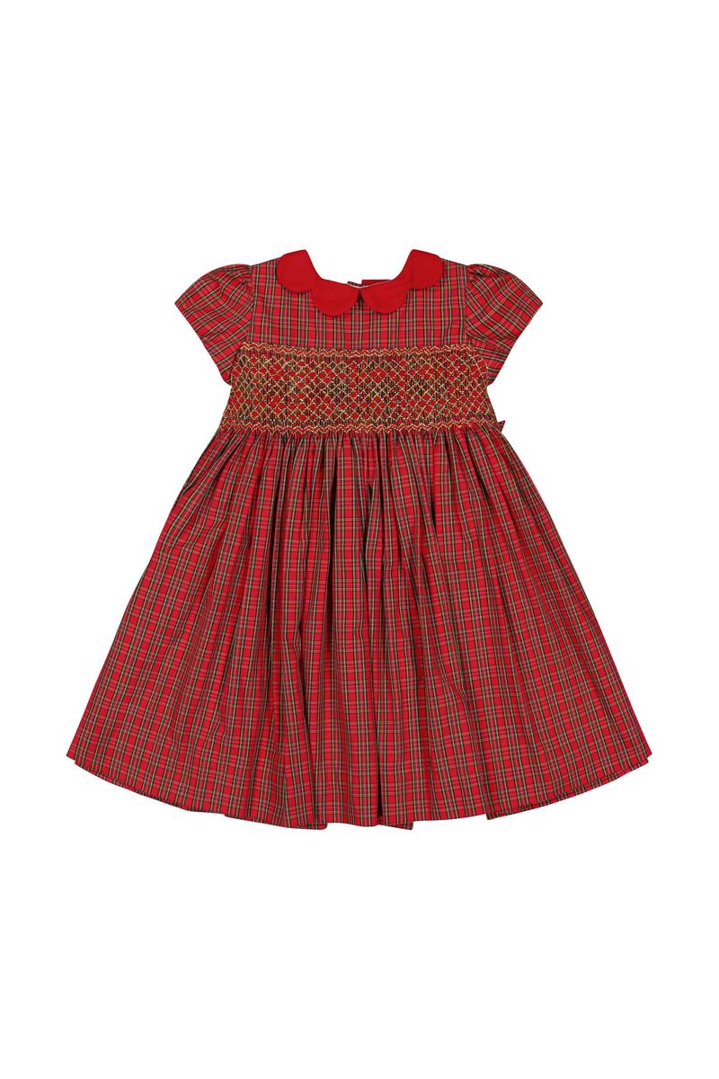 Marguerite Red Tartan Smocked Dress with Matching Bloomers – Holiday Collection