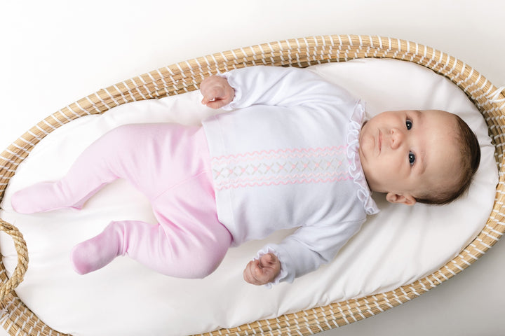 Calamaro Baby Girls Antas Footed Pants Set - Pink &amp; White