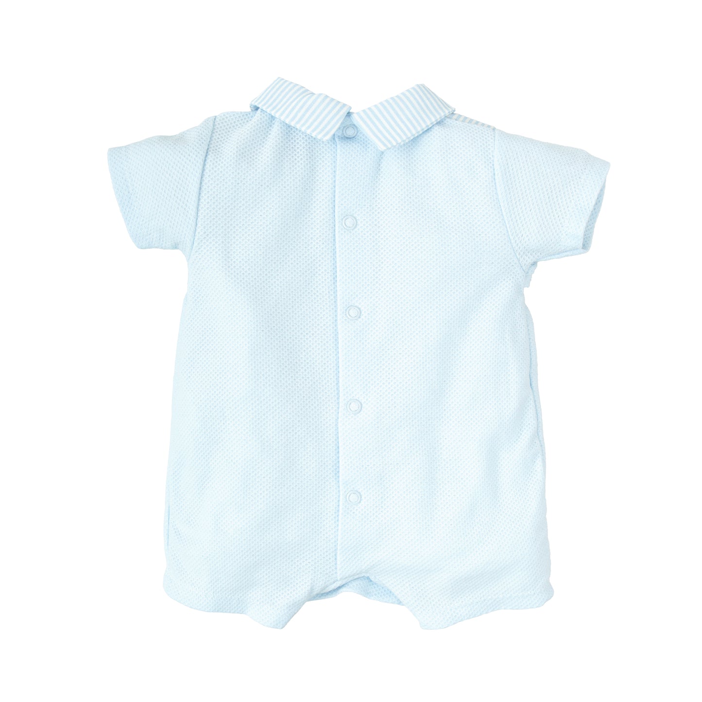 Calma Cotton Knitted Romper for Boys – Sky Blue | Babidu Made in Spain (1–12 Months)