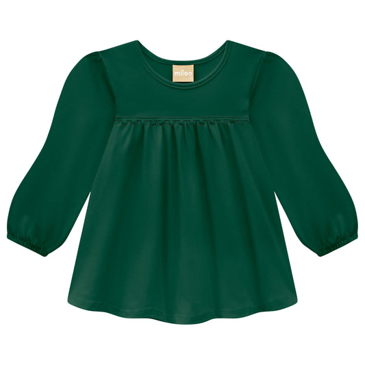Milon Green Long Sleeve Blouse – Toddler to Big Girl