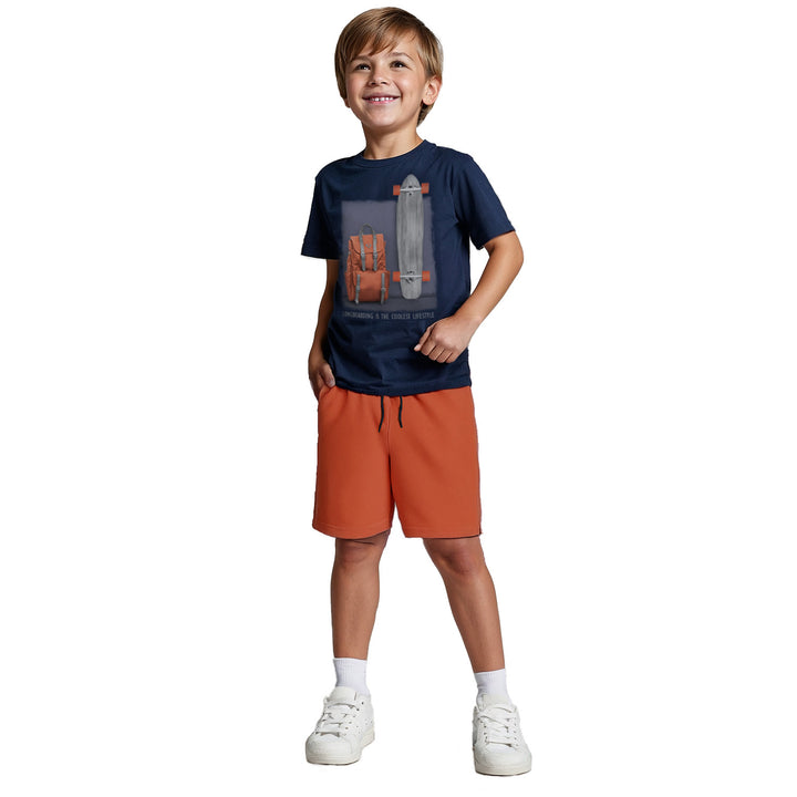 Milon Longboard Adventure Set – Navy Tee &amp; Rust Shorts