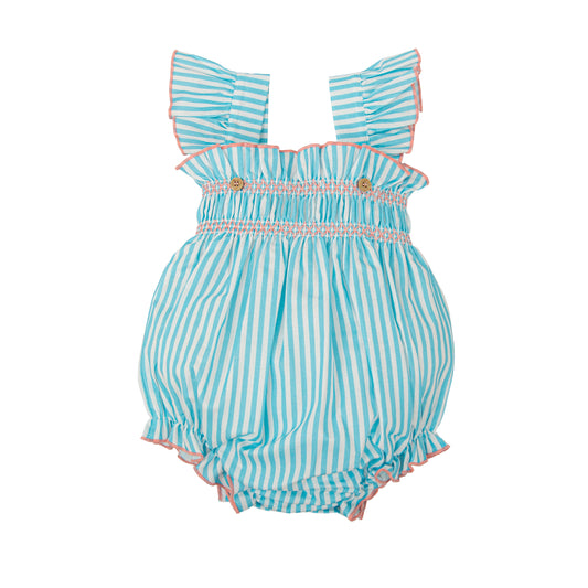 Melodia Girls Cotton Romper | Smocked Woven One-Piece | Made in Spain (6M–24M)