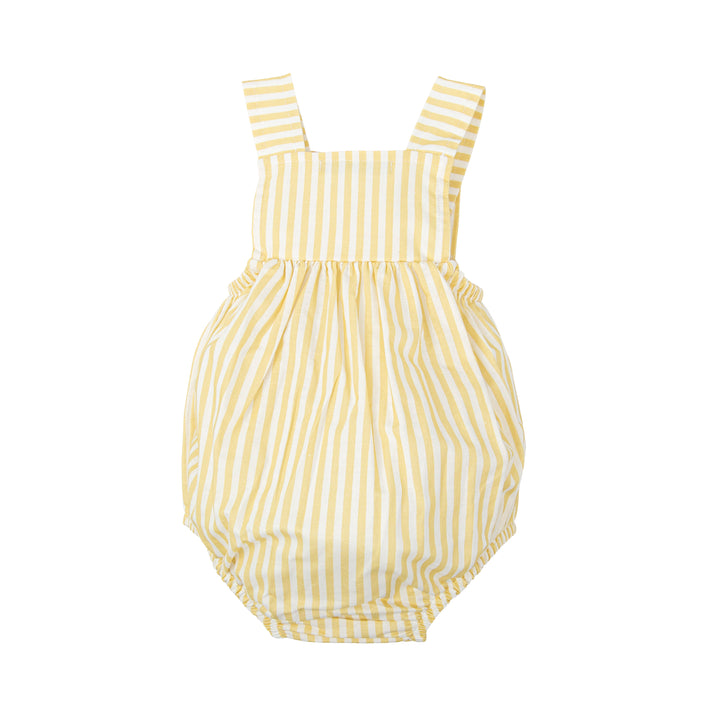 Raíz Baby Boy Yellow Stripe Dungaree Romper – 100% Cotton | 1–12 Months