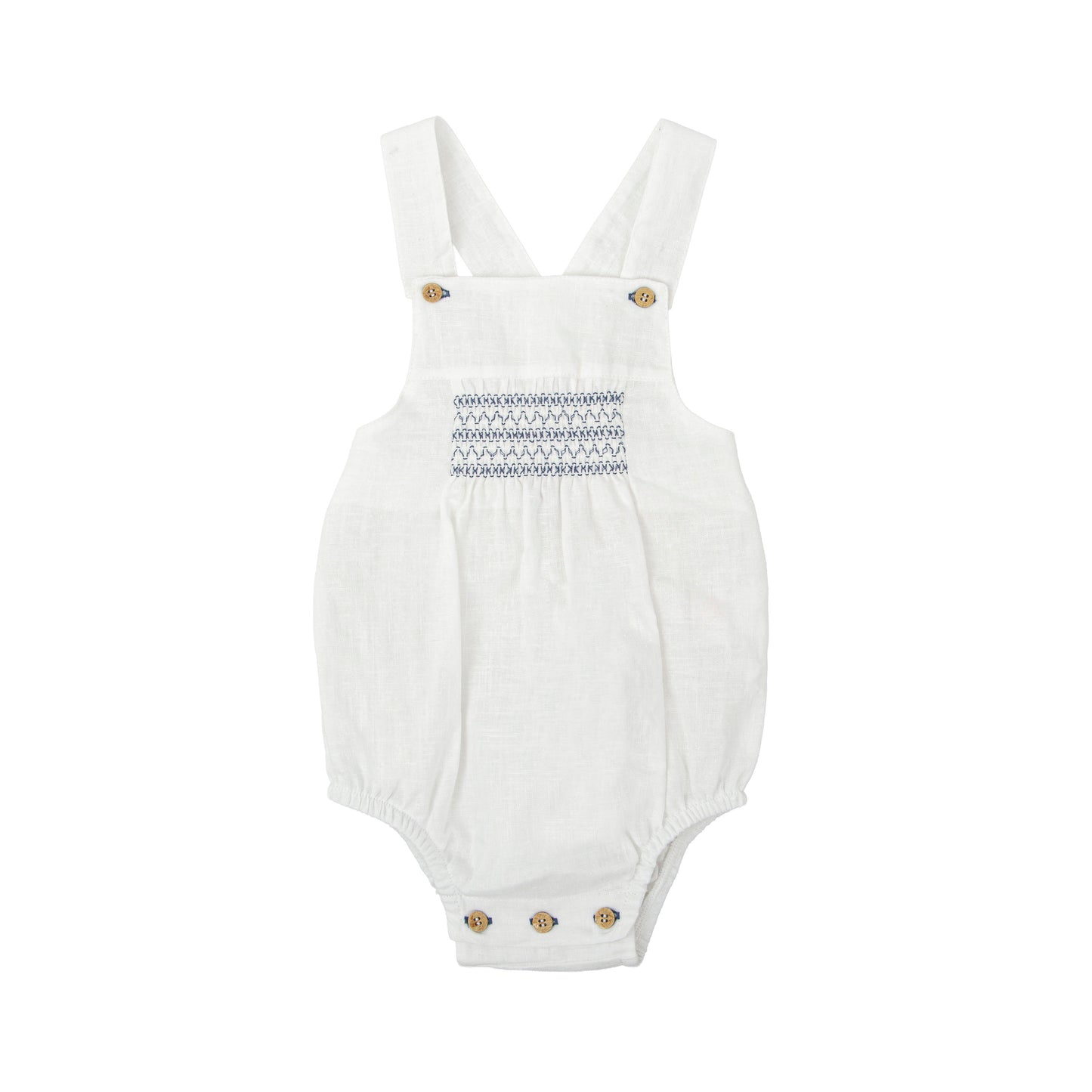 Claror Smocked Linen Romper for Baby Boys