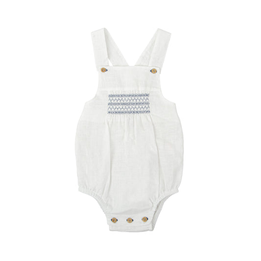 Claror Smocked Linen Romper for Baby Boys