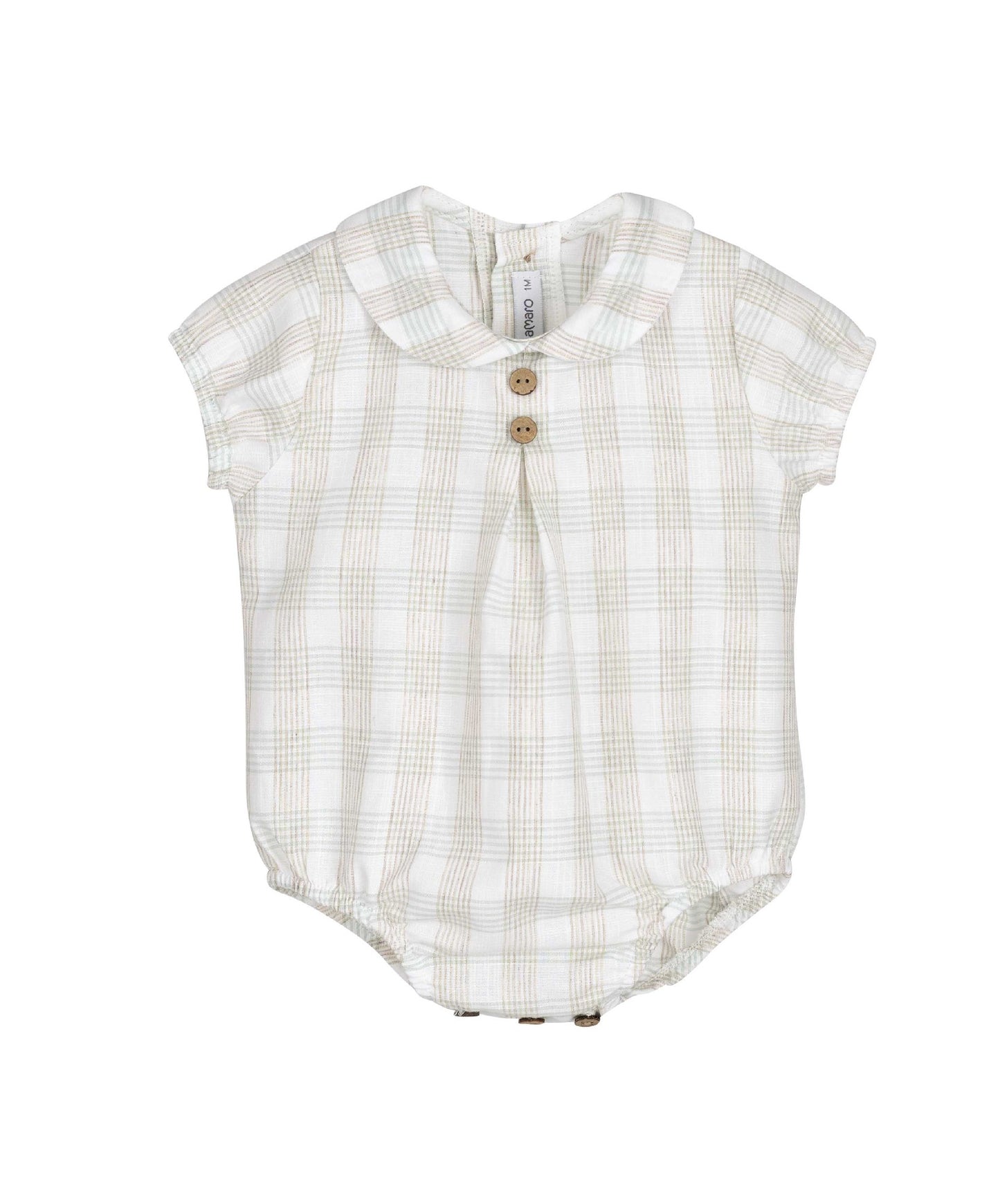 Varanasi Baby Boy Plaid Romper by Calamaro Baby | Made in Spain