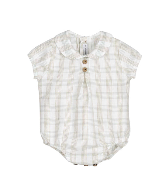 Varanasi Baby Boy Plaid Romper by Calamaro Baby | Made in Spain