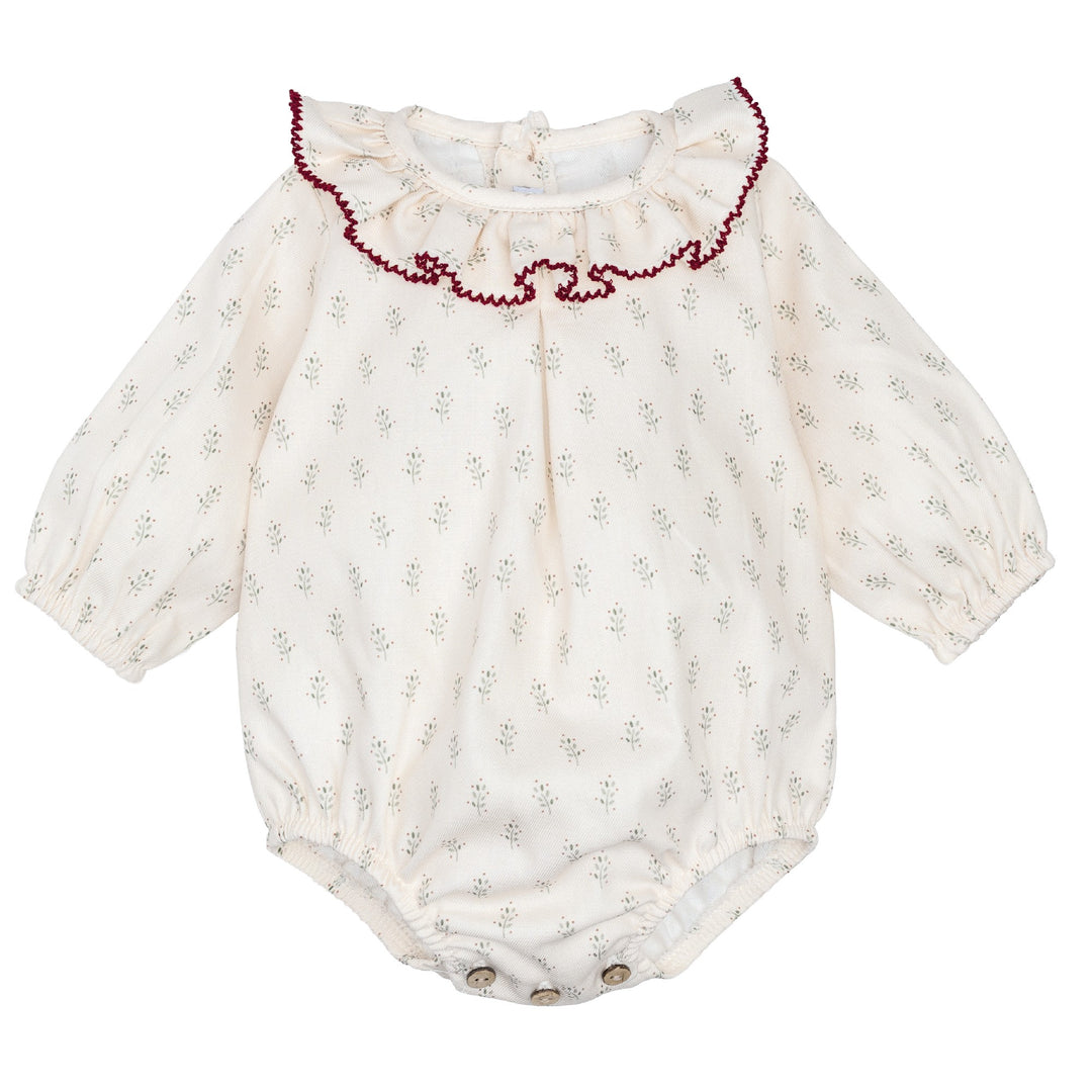 Pelele Cangas Floral Long Sleeve Bubble Romper by Calamaro Baby