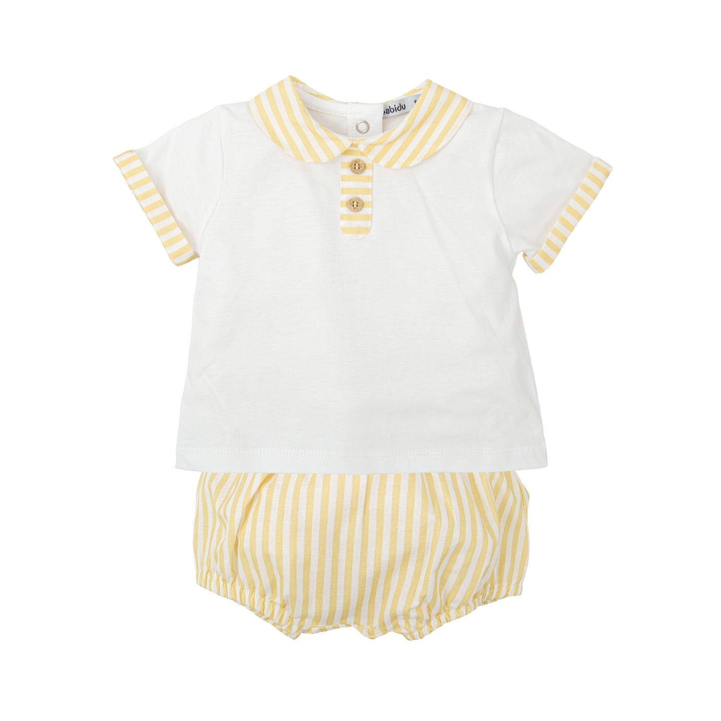 Raiz Baby Boy Two-Piece Cotton Set – Yellow Stripes | Made in Spain