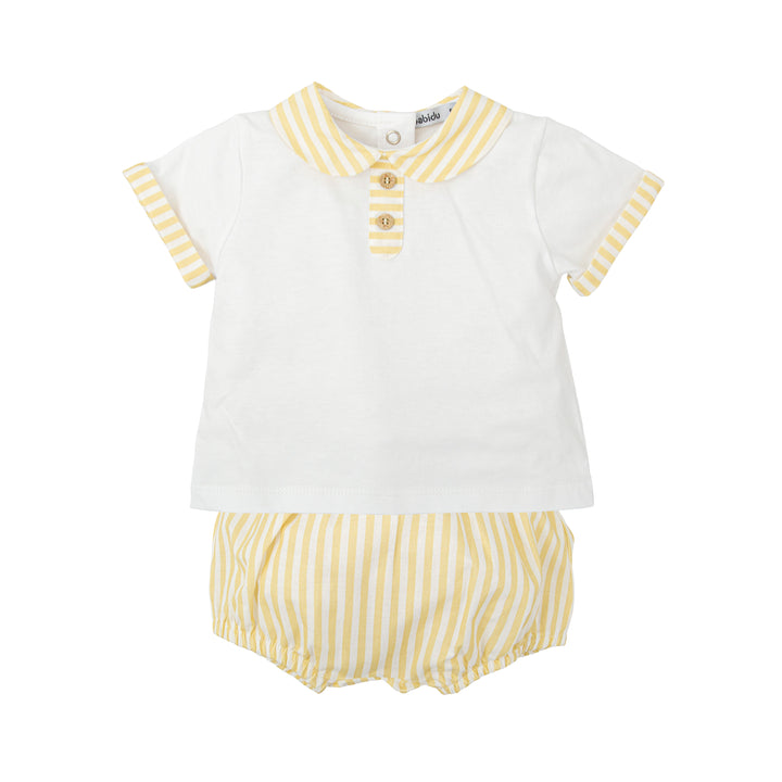 Raiz Baby Boy Two-Piece Cotton Set – Yellow Stripes | Made in Spain