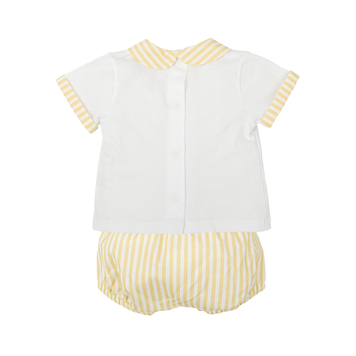 Raiz Baby Boy Two-Piece Cotton Set – Yellow Stripes | Made in Spain