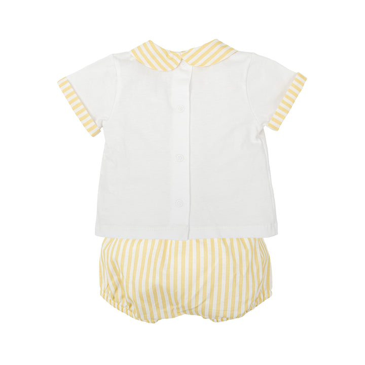 Raiz Baby Boy Two-Piece Cotton Set – Yellow Stripes | Made in Spain