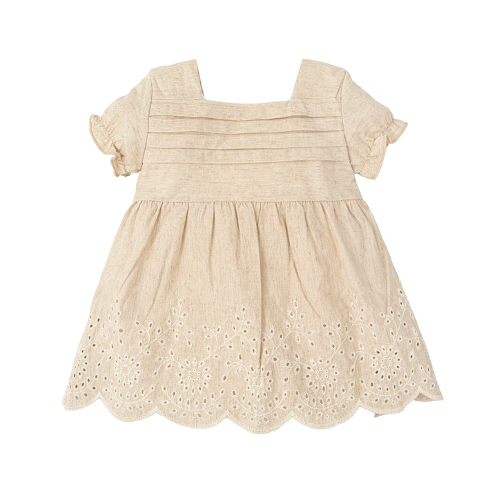Babidu “Deseo” Woven Dress for Girls – Linen &amp; Cotton Blend | Made in Spain (12M–5Y)