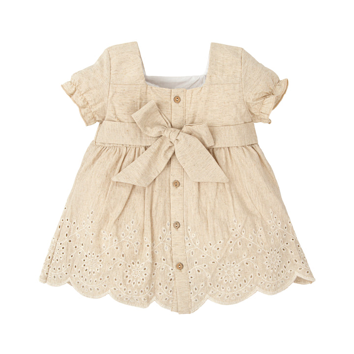 Babidu “Deseo” Woven Dress for Girls – Linen &amp; Cotton Blend | Made in Spain (12M–5Y)