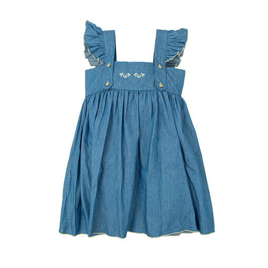Abrazo Denim Strap Dress – Made in Spain (12M–8Y)
