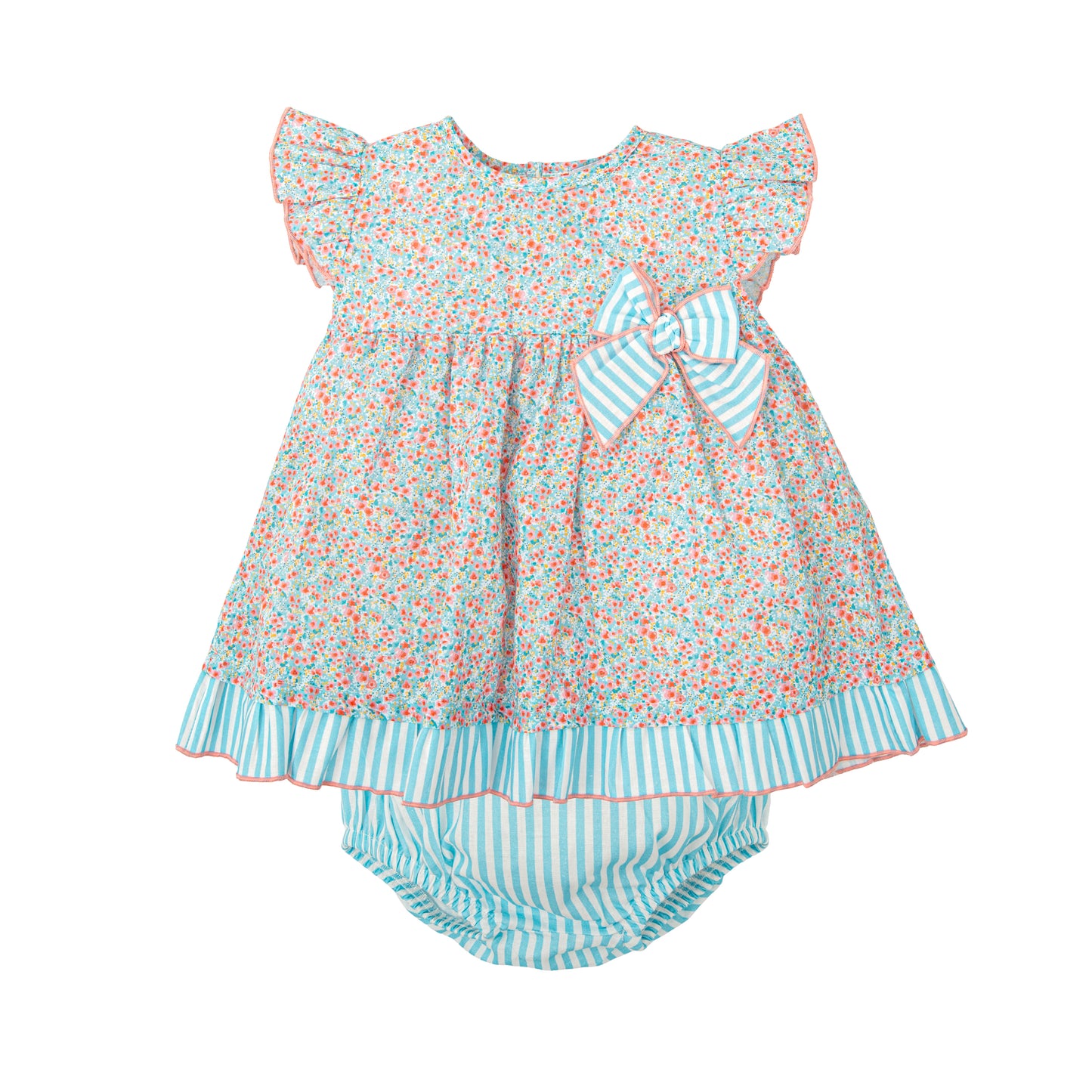 Melodia Baby Girls Cotton Two-Piece Set | Dress & Diaper Cover | Made in Spain (3M–36M)
