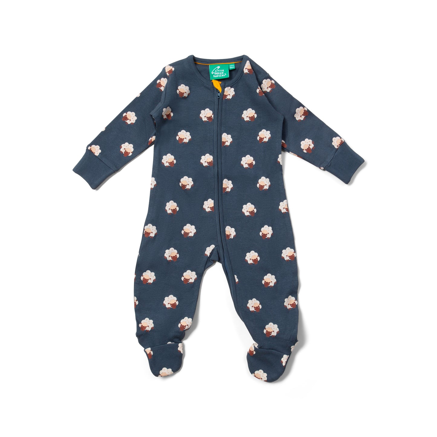 Sleeping Sheep Zip Organic Babygrow – 100% Organic Cotton (Newborn–18 Months) | Little Green Radicals